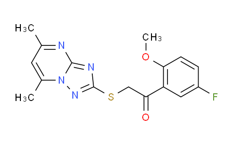 DY1S7224 | 871797-45-4 | Ethanone, 2-[(5,7-dimethyl[1,2,4]triazolo[1,5-a]pyrimidin-2-yl)thio]-1-(5-fluoro-2-methoxyphenyl)-
