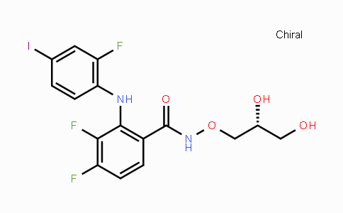 CAS No. 391210-10-9, N-[(2R)-2,3-dihydroxypropoxy]-3,4-difluoro-2-(2-fluoro-4-iodoanilino)benzamide