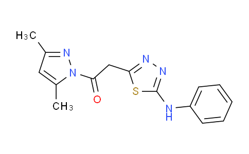 DY229E94 | 1326904-70-4 | 1-(3,5-dimethyl-1H-pyrazol-1-yl)-2-[5-(phenylamino)-1,3,4-thiadiazol-2-yl]ethanone