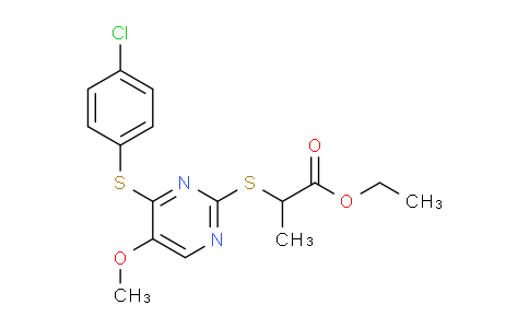 MC245Z87 | 338423-63-5 | エチル2-({4-[(4-クロロフェニル)スルファニル]-5-メトキシピリミジン-2-イル}スルファニル)プロパノアト