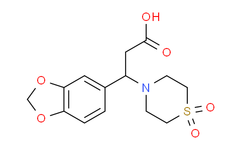 MC24T051 | 439096-88-5 | 3-(1,3-Benzodioxol-5-yl)-3-(1,1-dioxo-1lambda~6~,4-thiazinan-4-yl)propanoic acid