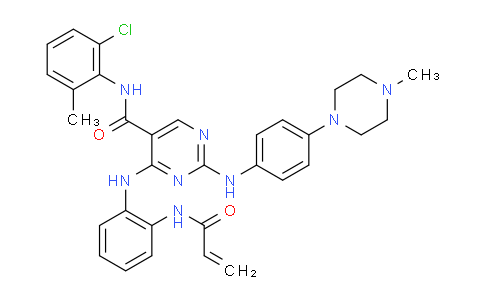 2556836-50-9 | N-(2-chloro-6-methylphenyl)-2-[4-(4-methylpiperazin-1-yl)anilino]-4-[2-(prop-2-enoylamino)anilino]pyrimidine-5-carboxamide