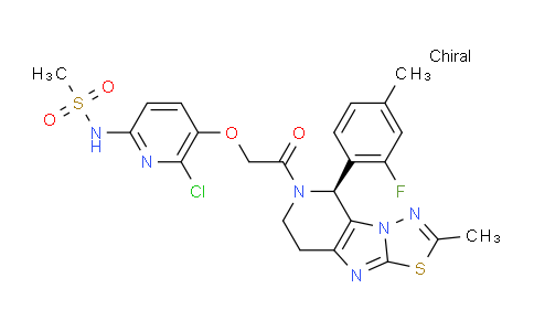 DY256A13 | 1783256-96-1 | N-[6-クロロ-5-[2-[(12S)-12-(2-フルオロ-4-メチルフェニル)-4-メチル-5-チア-2,3,7,11-テトラザトリシクロ[6.4.0.02,6]ドデカ-1(8),3,6-トリエン-11-イル]-2-オキソエトキシ]ピリジン-2-イル]メタンスルホンアミド