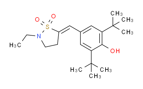 158089-95-3 | 2,6-ditert-butyl-4-[(E)-(2-ethyl-1,1-dioxo-1,2-thiazolidin-5-ylidene)methyl]phenol