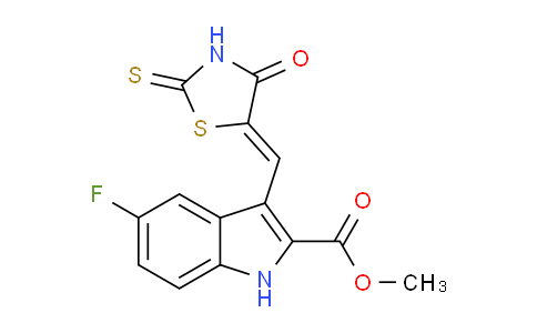 DY25H978 | 2470015-35-9 | Methyl 5-fluoro-3-((4-oxo-2-thioxothiazolidin-5-ylidene)methyl)-1H-indole-2-carboxylate