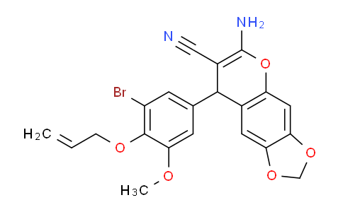 CAS No. 663213-98-7, 6-amino-8-[3-bromo-5-methoxy-4-(prop-2-en-1-yloxy)phenyl]-8H-[1,3]dioxolo[4,5-g]chromene-7-carbonitrile