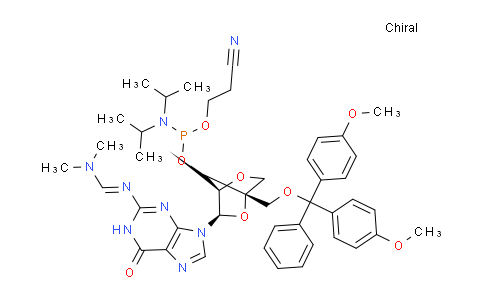 709641-79-2 | N'-[9-[(1R,3R,4R)-1-[[Bis(4-methoxyphenyl)-phenylmethoxy]methyl]-7-[2-cyanoethoxy-[di(propan-2-yl)amino]phosphanyl]oxy-2,5-dioxabicyclo[2.2.1]heptan-3-yl]-6-oxo-1H-purin-2-yl]-N,N-dimethylmethanimidamide