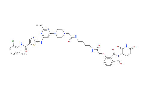 2769753-64-0 | N-(2-chloro-6-methylphenyl)-2-[[6-[4-[2-[4-[[2-[2-(2,6-dioxopiperidin-3-yl)-1,3-dioxoisoindol-4-yl]oxyacetyl]amino]butylamino]-2-oxoethyl]piperazin-1-yl]-2-methylpyrimidin-4-yl]amino]-1,3-thiazole-5-carboxamide