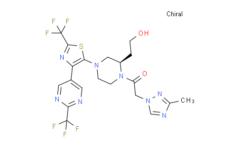 1967811-46-6 | 1-[(2R)-2-(2-hydroxyethyl)-4-[2-(trifluoromethyl)-4-[2-(trifluoromethyl)pyrimidin-5-yl]-1,3-thiazol-5-yl]piperazin-1-yl]-2-(3-methyl-1,2,4-triazol-1-yl)ethanone