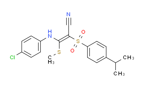 DY27E902 | 1025318-25-5 | 3-((4-Chlorophenyl)amino)-2-((4-(isopropyl)phenyl)sulfonyl)-3-methylthioprop-2-enenitrile