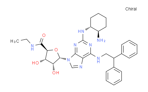 167465-79-4 | β-D-Ribofuranuronamide, 1-[2-[(2-aminocyclohexyl)amino]-6-[(2,2-diphenylethyl)amino]-9H-purin-9-yl]-1-deoxy-N-ethyl-, (1S-trans)- (9CI)