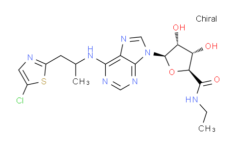 143355-37-7 | β-D-Ribofuranuronamide, 1-[6-[[2-(5-chloro-2-thiazolyl)-1-methylethyl]amino]-9H-purin-9-yl]-1-deoxy-N-ethyl-, (R)- (9CI)