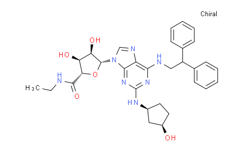 167465-82-9 | β-D-呋喃核糖脲酰胺，1-脱氧-1-[6-[(2,2-二苯乙基)氨基]-2-[(3-羟基环戊基)氨基]-9H-嘌呤-9-基]-N-乙基-，(1R-顺式)-(9CI)