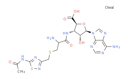 MC2D5457 | 103618-82-2 | β-D-呋喃核糖醛酸，3-[[3-[[[5-(乙酰氨基)-1,2,4-噻二唑-3-基]甲基]硫代]-2-氨基-1-氧代丙基]氨基]-1-(6-氨基-9H-嘌呤-9-基)-1,3-二脱氧-，(R)-(9CI)