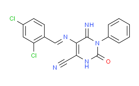 MC2H4000 | 1020251-99-3 | 5-{(E)-(2,4-Dichlorophenyl)methylideneamino}-6-imino-2-oxo-1-phenyl-1,2,3,6-tetrahydro-4-pyrimidinecarbonitrile