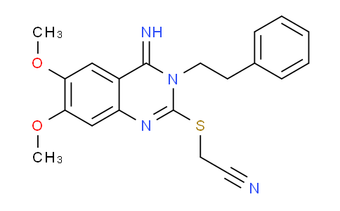 477848-81-0 | 2-(4-Imino-6,7-dimethoxy-3-phenethyl-3,4-dihydro-2-quinazolinyl)sulfanylacetonitrile
