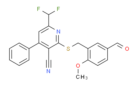 MC2M1997 | 445260-24-2 | 6-(difluoromethyl)-2-{(5-formyl-2-methoxyphenyl)methylsulfanyl}-4-phenylpyridine-3-carbonitrile