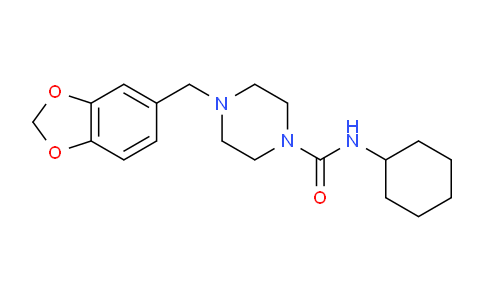 MC2M5429 | 305859-44-3 | 4-(1,3-benzodioxol-5-ylmethyl)-N-cyclohexylpiperazine-1-carboxamide
