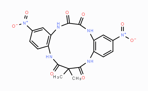 CAS No. 1201641-98-6, 15,15-dimethyl-3,10-dinitro-5,8,13,17-tetrahydro-5,8,13,17-tetraazadibenzo[a,g]cyclotridecene-6,7,14,16-tetraone