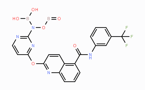 ((oxoboryl)oxy)(4-((5-((3-(trifluoromethyl)phenyl)carbamoyl)quinolin-2-yl)oxy)pyrimidin-2-yl)boramidic acid