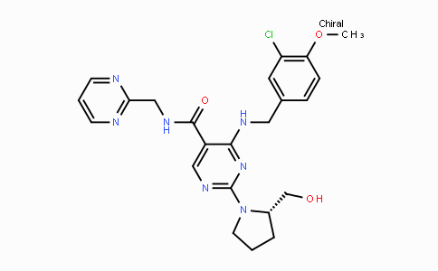 CAS No. 330784-47-9, (S)-4-((3-chloro-4-methoxybenzyl)amino)-2-(2-(hydroxymethyl)pyrrolidin-1-yl)-N-(pyrimidin-2-ylmethyl)pyrimidine-5-carboxamide