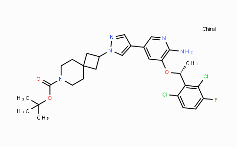 CAS No. 1421270-73-6, (R)-tert-butyl 2-(4-(6-amino-5-(1-(2,6-dichloro-3-fluorophenyl)ethoxy)pyridin-3-yl)-1H-pyrazol-1-yl)-7-azaspiro[3.5]nonane-7-carboxylate