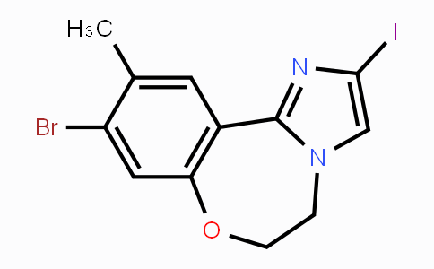 CAS No. 1403766-75-5, 9-Bromo-2-iodo-10-methyl-5,6-dihydrobenzo[f]imidazo[1,2-d][1,4]oxazepine