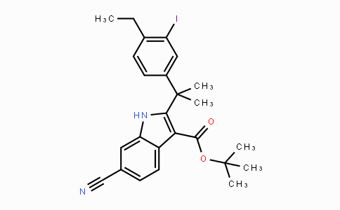 CAS No. 1256584-75-4, TERT-BUTYL 6-CYANO-2-(2-(4-ETHYL-3-IODOPHENYL)PROPAN-2-YL)-1H-INDOLE-3-CARBOXYLATE