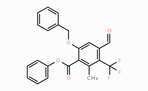 CAS No. 1254348-96-3, phenyl 6-(benzyloxy)-4-formyl-2-methyl-3-(trifluoromethyl)benzoate