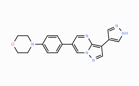 CAS No. 1435615-18-1, 4-(4-(3-(1H-Pyrazol-4-yl)pyrazolo[1,5-a]pyrimidin-6-yl)phenyl)morpholine