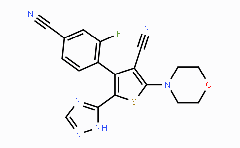 CAS No. 1276553-09-3, 4-(4-Cyano-2-fluorophenyl)-2-morpholino-5-(1H-1,2,4-triazol-5-yl)thiophene-3-carbonitrile