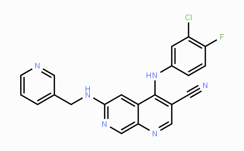 CAS No. 871307-18-5, 4-((3-Chloro-4-fluorophenyl)amino)-6-((pyridin-3-ylmethyl)amino)-1,7-naphthyridine-3-carbonitrile