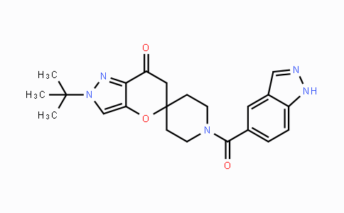 CAS No. 1197815-64-7, 2'-(tert-butyl)-1-(1H-indazole-5-carbonyl)-2'H-spiro[piperidine-4,5'-pyrano[3,2-c]pyrazol]-7'(6'H)-one