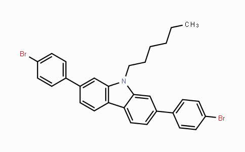 CAS No. 1884420-79-4, 2,7-bis(4-bromophenyl)-9-hexyl-9H-carbazole