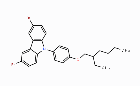 CAS No. 946491-48-1, 3,6-dibromo-9-{4-[(2-ethylhexyl)oxy]phenyl}-9H-carbazole