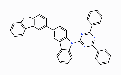 CAS No. 1266388-81-1, 3-(2-Dibenzofuranyl)-9-(4,6-diphenyl-1,3,5-triazin-2-yl)-9H-carbazole