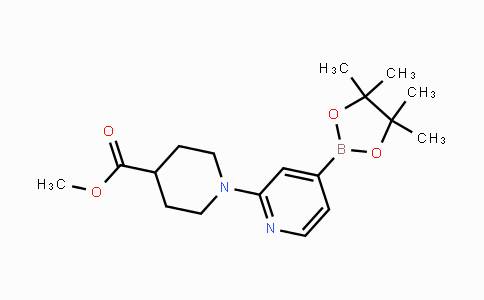 CAS No. 1417192-50-7, methyl 1-(4-(4,4,5,5-tetramethyl-1,3,2-dioxaborolan-2-yl)pyridin-2-yl)piperidine-4-carboxylate