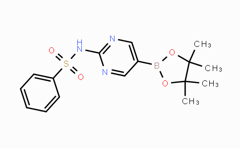 CAS No. 1350749-50-6, N-(5-(4,4,5,5-tetramethyl-1,3,2-dioxaborolan-2-yl)pyrimidin-2-yl)benzenesulfonamide