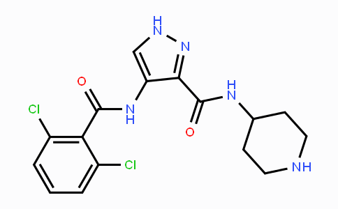CAS No. 902135-91-5, 4-(2,6-dichlorobenzamido)-N-(piperidin-4-yl)-1H-pyrazole-3-carboxamide