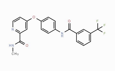 CAS No. 1125780-41-7, N-methyl-4-(4-(3-(trifluoromethyl)benzamido)phenoxy)picolinamide
