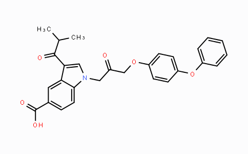 CAS No. 1233706-88-1, 3-isobutyryl-1-(2-oxo-3-(4-phenoxyphenoxy)propyl)-1H-indole-5-carboxylic acid
