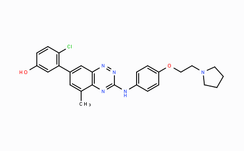 CAS No. 867334-05-2, 4-chloro-3-(5-methyl-3-((4-(2-(pyrrolidin-1-yl)ethoxy)phenyl)amino)benzo[e][1,2,4]triazin-7-yl)phenol