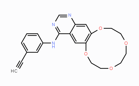 CAS No. 610798-31-7, N-(3-ethynylphenyl)-7,8,10,11,13,14-hexahydro-[1,4,7,10]tetraoxacyclododecino[2,3-g]quinazolin-4-amine