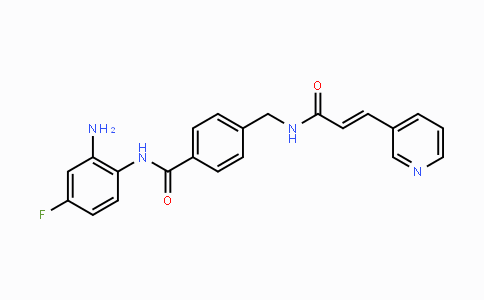 CAS No. 1616493-44-7, (E)-N-(2-amino-4-fluorophenyl)-4-((3-(pyridin-3-yl)acrylamido)methyl)benzamide