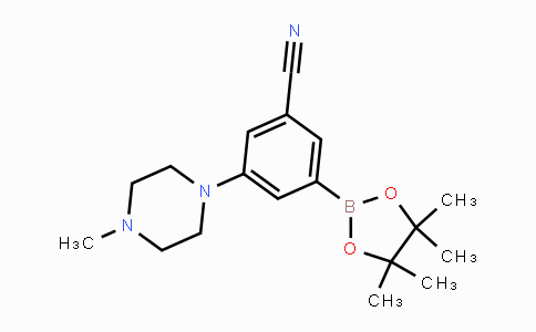 CAS No. 1350989-41-1, 3-(4-methylpiperazin-1-yl)-5-(4,4,5,5-tetramethyl-1,3,2-dioxaborolan-2-yl)benzonitrile