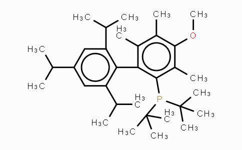 CAS No. 1359986-21-2, 2-Di-t-butylphosphino-4-methoxy-3,5,6-trimethyl-2',4',6'-tri-i-propylbiphenyl,[~1:1mixture with regioisomer,2-Di-t-butylphosphino-5-methoxy-3,4,6-trimethyl-2',4',6'-tri-i-propylbiphenyl]