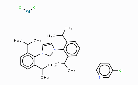 CAS No. 927706-57-8, (1,3-Bis(2,6-diisopropylphenyl)imidazolidene)(3-chloropyridyl)palladium(II) dichloride