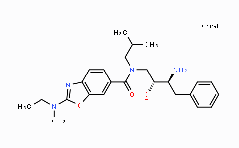 CAS No. 1160490-17-4, N-((2R,3S)-3-amino-2-hydroxy-4-phenylbutyl)-2-(ethyl(methyl)amino)-N-isobutylbenzo[d]oxazole-6-carboxamide