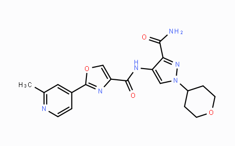 CAS No. 1287665-58-0, 4-(2-(2-methylpyridin-4-yl)oxazole-4-carboxamido)-1-(tetrahydro-2H-pyran-4-yl)-1H-pyrazole-3-carboxamide