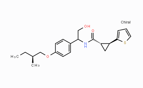 CAS No. 1286280-32-7, (1S,2S)-N-(2-hydroxy-1-(4-((S)-2-methylbutoxy)phenyl)ethyl)-2-(thiophen-2-yl)cyclopropanecarboxamide